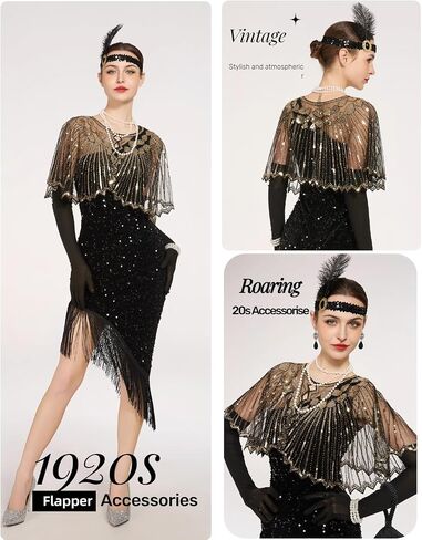 kasahara 1920s ملحقات للنساء Roaring 20s القابض محافظ الإكسسوارات الزخارف لعام 1920s قفازات الشالات in Saudi Arabia