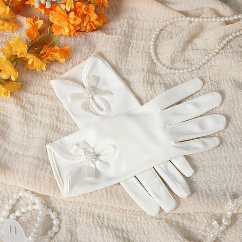 Wedding Gloves for Women Elegant Satin Gloves Short Tea Party Glove Courtesy Glove for Wedding Evening 1920s Prom in Saudi Arabia