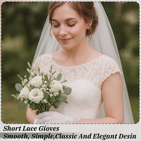 Wedding Gloves for Women Elegant Satin Gloves Short Tea Party Glove Courtesy Glove for Wedding Evening 1920s Prom in Saudi Arabia