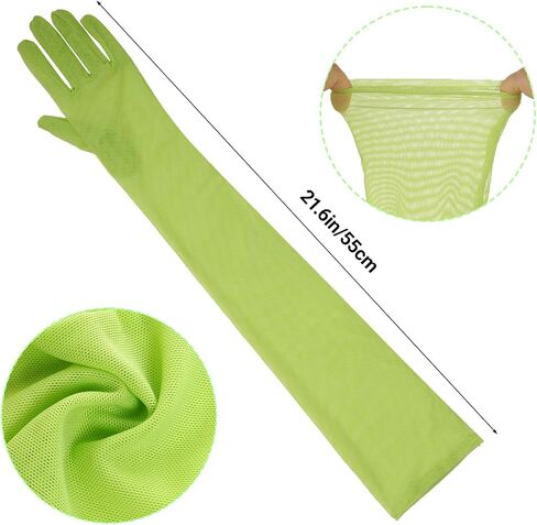 Lystaii Women Long Tulle Mesh Sheer Gloves Costume Opera Wedding Party Halloween 1920s Dance Bridal Gloves in Kuwait
