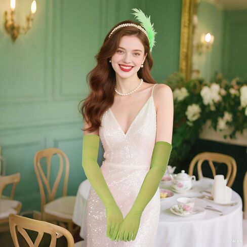 Lystaii Women Long Tulle Mesh Sheer Gloves Costume Opera Wedding Party Halloween 1920s Dance Bridal Gloves in Kuwait