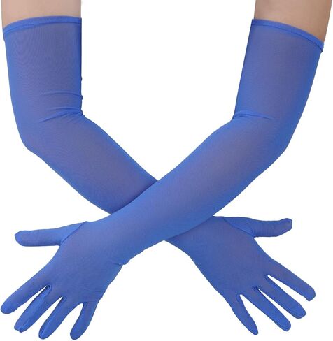 Lystaii Women Long Tulle Mesh Sheer Gloves Costume Opera Wedding Party Halloween 1920s Dance Bridal Gloves in Kuwait