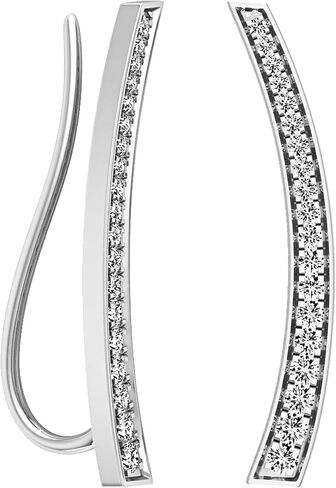 Dazzlingrock Collection 0.30 Cttw Round White Diamond Womens Curved Bar Climber Earrings 1/, Available in 10K/14K/18K Solid Gold in Kuwait