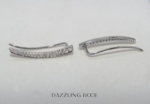 Dazzlingrock Collection 0.30 Cttw Round White Diamond Womens Curved Bar Climber Earrings 1/, Available in 10K/14K/18K Solid Gold in Kuwait