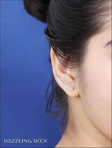 Dazzlingrock Collection 0.30 Cttw Round White Diamond Womens Curved Bar Climber Earrings 1/, Available in 10K/14K/18K Solid Gold in Kuwait