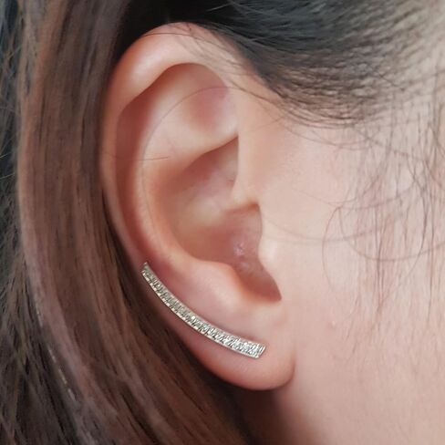 Dazzlingrock Collection 0.30 Cttw Round White Diamond Womens Curved Bar Climber Earrings 1/, Available in 10K/14K/18K Solid Gold in Kuwait