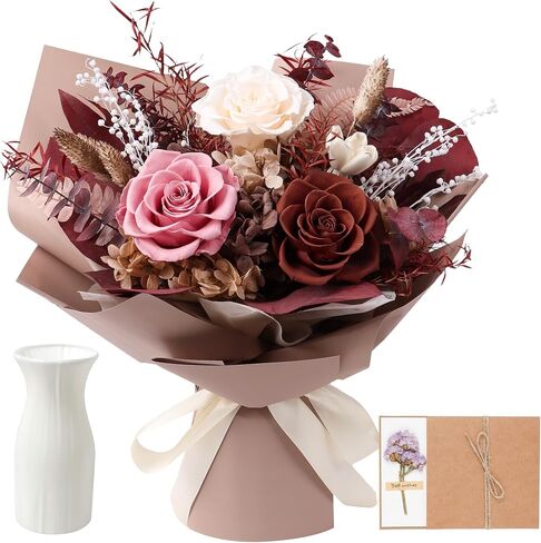 Preserved Flowers Bouquet, Real Eternal Flowers, Gifts For Women, Birthday Gifts For Mom Friends Her Girlfriend Sister, Valentine (Pastel Lilac) in Saudi Arabia