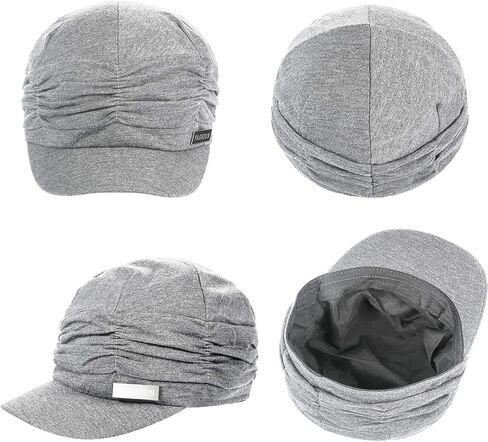 2 Pieces Women Newsboy Cabbie Cap Beret Hats Bamboo Baseball Cap Cotton Painter Visor Hats for Women (Black, Grey) in Saudi Arabia