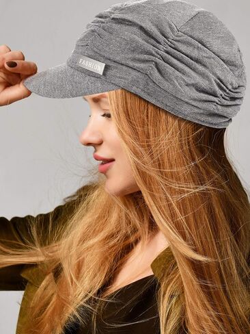 2 Pieces Women Newsboy Cabbie Cap Beret Hats Bamboo Baseball Cap Cotton Painter Visor Hats for Women (Black, Grey) in Saudi Arabia