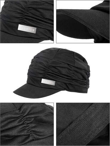 2 Pieces Women Newsboy Cabbie Cap Beret Hats Bamboo Baseball Cap Cotton Painter Visor Hats for Women (Black, Grey) in Saudi Arabia