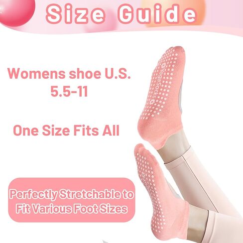 4 Pairs Grip Pilates Socks Ankle Grippy Socks Open Top Non-Slip Yoga Sock for Women Barre Hospital Workout Barefoot in Saudi Arabia