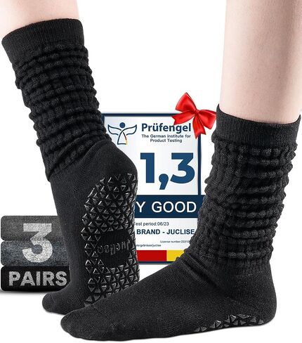 Slouch Pilates Grip Socks Yoga Barre Non Slip Scrunch Merino Wool Gym Workout Breathable Moisture Wicking Anti Odor in Kuwait