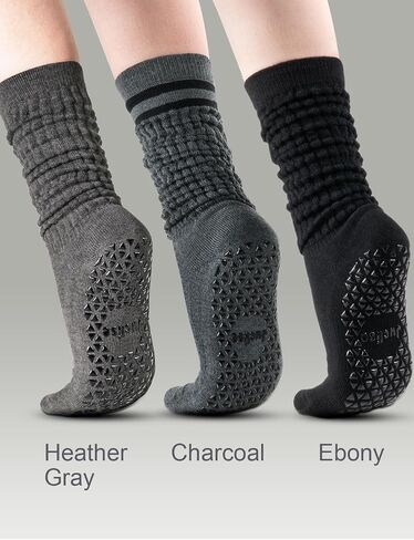 Slouch Pilates Grip Socks Yoga Barre Non Slip Scrunch Merino Wool Gym Workout Breathable Moisture Wicking Anti Odor in Kuwait