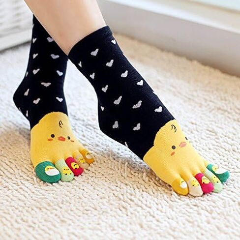 Women's Cotton Toe Socks,five Finger Socks,Funny and Funky cartoon theme sport Toe Socks in Saudi Arabia