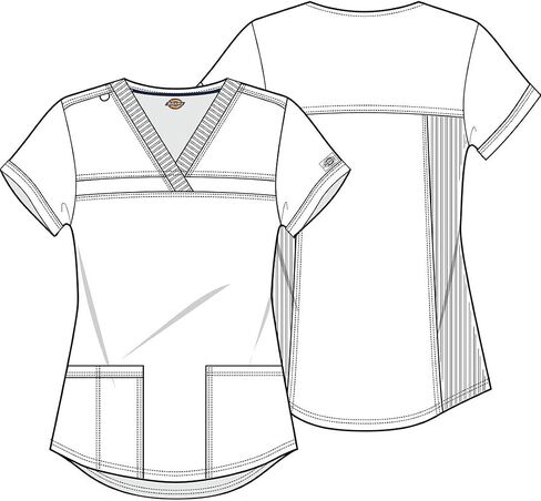 Dickies Women Scrub Top V-Neck with with Rib Knit Panels 2 Pockets and Bungee Loop DK870 in Saudi Arabia