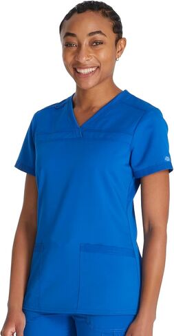 Dickies Women Scrub Top V-Neck with with Rib Knit Panels 2 Pockets and Bungee Loop DK870 in Saudi Arabia