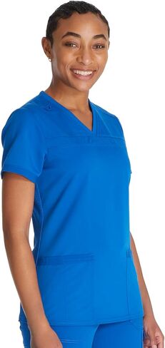Dickies Women Scrub Top V-Neck with with Rib Knit Panels 2 Pockets and Bungee Loop DK870 in Saudi Arabia