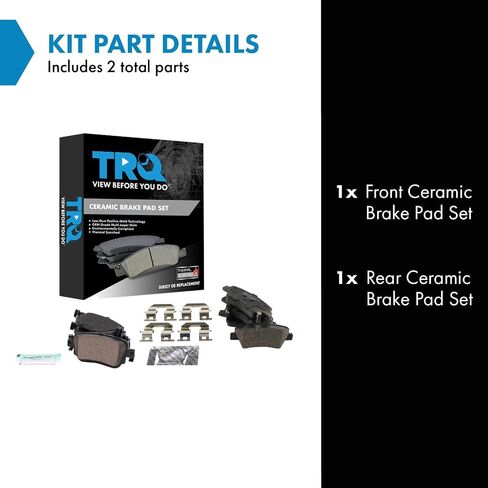 TRQ Brake Pads Ceramic Compatible with 2016-2019 Hyundai Sonata 2016-2020 Kia Optima 2017-2019 Soul 2017 Soul EV in Saudi Arabia