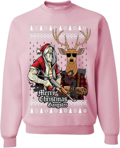 wild custom apparel Ugly Christmas Sweater COLLECTION 15 Light Pink Crewneck Sweatshirt in Saudi Arabia