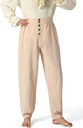 Mens Medieval Viking Pirate Pants Renaissance Tapered Pants Halloween Cosplay Costumes Elastic Cotton Linen Trousers in Saudi Arabia