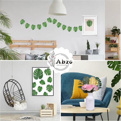 Abzo 77 Pieces 9 Kinds Artificial Palm Leaves for Tropical Party Decorations Golden Tropical Leaves with Stems Jungle Leaves Decoration Hawaiian Party Beach Baby Shower Wedding Birthday Decorations in Saudi Arabia