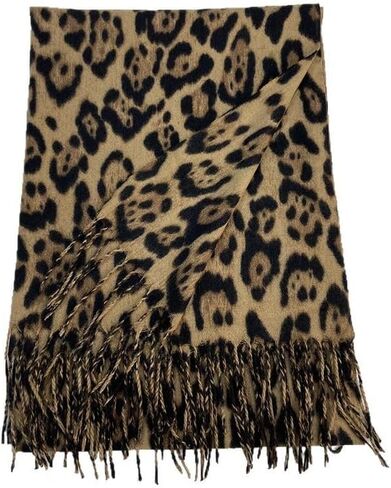 Women Leopard Print Scarf for Cold Weather - Soft Warm Shawls Scarves with Tassels(74.8''*23.62') in Saudi Arabia