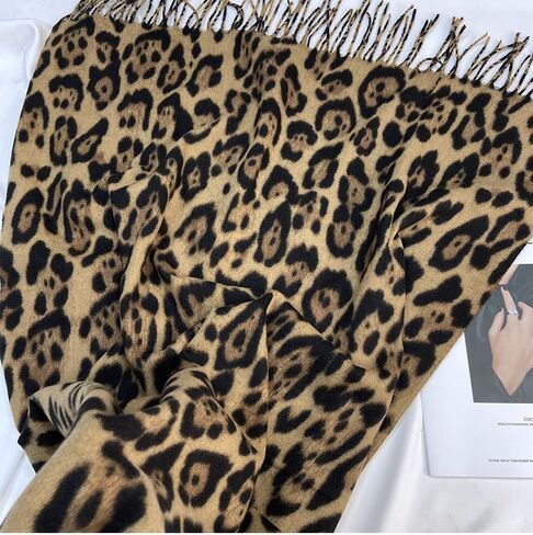 Women Leopard Print Scarf for Cold Weather - Soft Warm Shawls Scarves with Tassels(74.8''*23.62') in Saudi Arabia