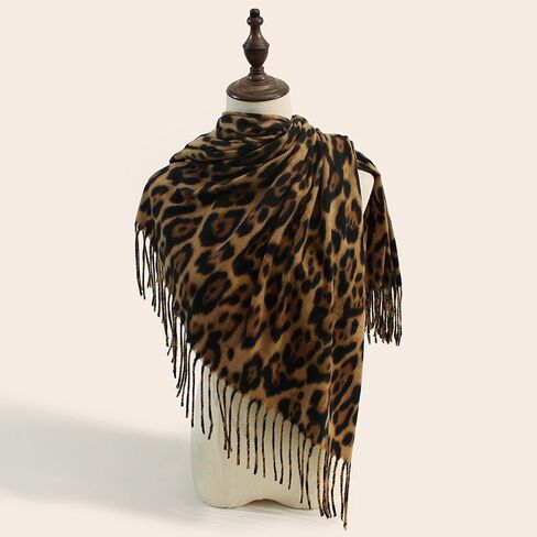 Women Leopard Print Scarf for Cold Weather - Soft Warm Shawls Scarves with Tassels(74.8''*23.62') in Saudi Arabia