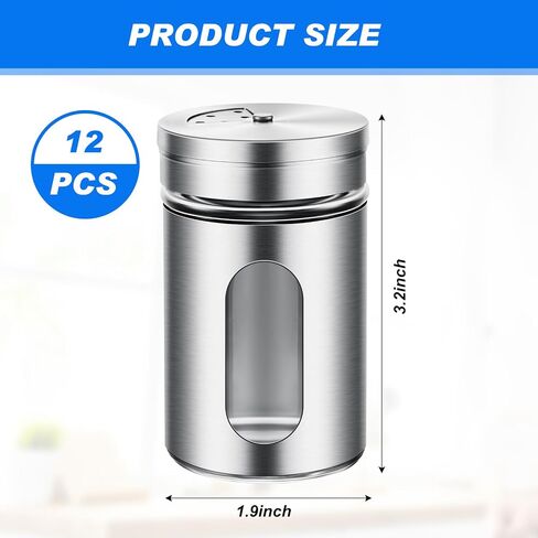 24 Pieces Salt and Pepper Shakers Stainless Steel Spice Shakers with 3 Adjustable Pour Holes, 3.4 oz Salt Dispenser Stainless Steel Spice Jars with Rotating Lids for Sugar Seasoning Home in Saudi Arabia