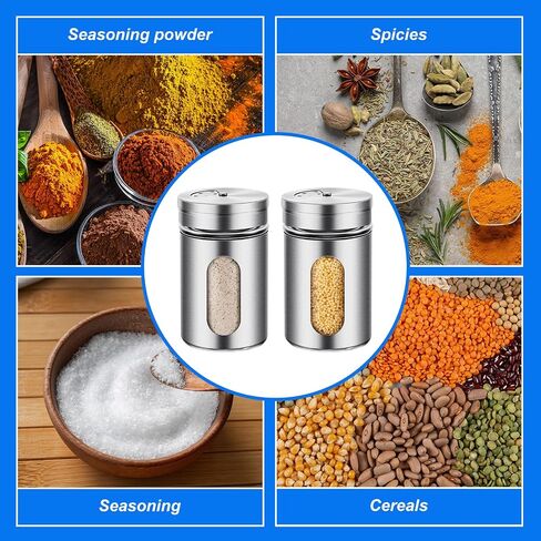 24 Pieces Salt and Pepper Shakers Stainless Steel Spice Shakers with 3 Adjustable Pour Holes, 3.4 oz Salt Dispenser Stainless Steel Spice Jars with Rotating Lids for Sugar Seasoning Home in Saudi Arabia