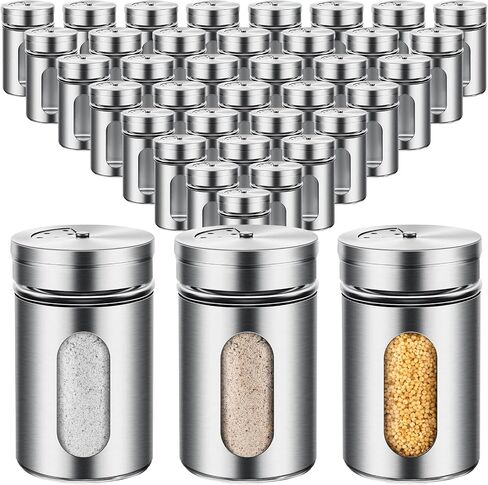 24 Pieces Salt and Pepper Shakers Stainless Steel Spice Shakers with 3 Adjustable Pour Holes, 3.4 oz Salt Dispenser Stainless Steel Spice Jars with Rotating Lids for Sugar Seasoning Home in Saudi Arabia