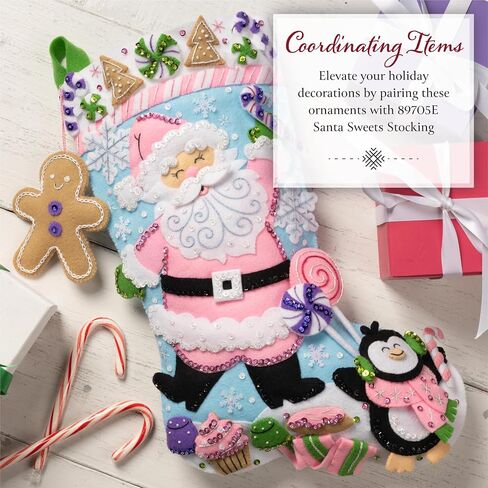 Bucilla, Lollipop Santa, Felt Applique 18" Stocking Making Kit, Perfect for Holiday DIY Arts and Crafts, 89705E in Saudi Arabia