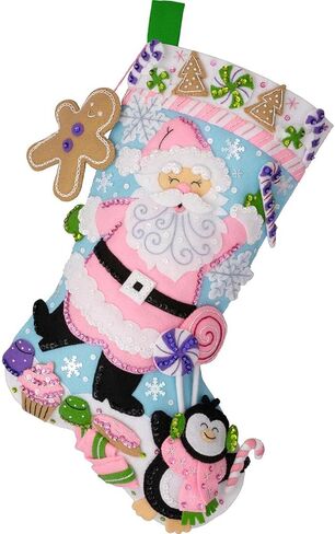 Bucilla, Lollipop Santa, Felt Applique 18" Stocking Making Kit, Perfect for Holiday DIY Arts and Crafts, 89705E in Saudi Arabia