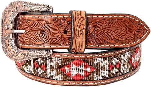 HILASON Western Genuine Leather Belt for Men Women Cowboy Cowgirl Handmade Unisex Full Grain Heavy Duty Tooled Beaded Belt in Saudi Arabia