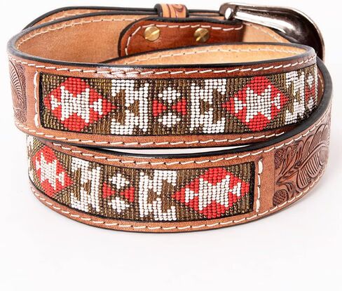HILASON Western Genuine Leather Belt for Men Women Cowboy Cowgirl Handmade Unisex Full Grain Heavy Duty Tooled Beaded Belt in Saudi Arabia