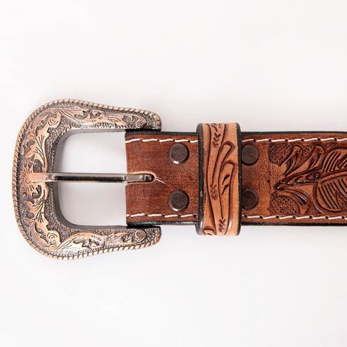 HILASON Western Genuine Leather Belt for Men Women Cowboy Cowgirl Handmade Unisex Full Grain Heavy Duty Tooled Beaded Belt in Saudi Arabia