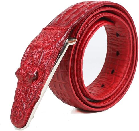 Men Alligator Crocodile Skin Imitation Cowhide Leather Alloy Adjustable Buckle Belt in Saudi Arabia