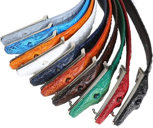 Men Alligator Crocodile Skin Imitation Cowhide Leather Alloy Adjustable Buckle Belt in Saudi Arabia
