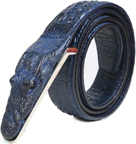 Men Alligator Crocodile Skin Imitation Cowhide Leather Alloy Adjustable Buckle Belt in Saudi Arabia