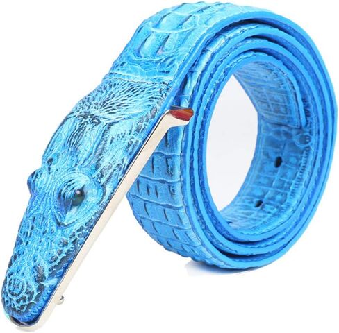 Men Alligator Crocodile Skin Imitation Cowhide Leather Alloy Adjustable Buckle Belt in Saudi Arabia