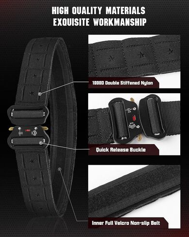Tactical Belt for Men, Molle Gun Belt 2" & 1.5" with Laser-Cut Shooting Hunting Duty Belts Quick Release Buckle in Kuwait