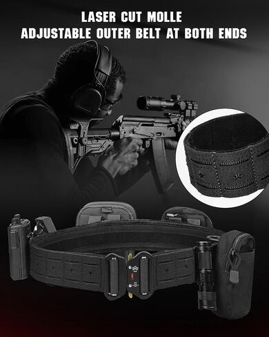 Tactical Belt for Men, Molle Gun Belt 2" & 1.5" with Laser-Cut Shooting Hunting Duty Belts Quick Release Buckle in Kuwait