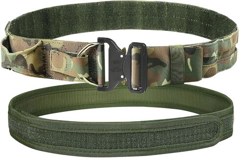 Tactical Belt for Men, Molle Gun Belt 2" & 1.5" with Laser-Cut Shooting Hunting Duty Belts Quick Release Buckle in Kuwait