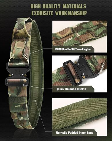 Tactical Belt for Men, Molle Gun Belt 2" & 1.5" with Laser-Cut Shooting Hunting Duty Belts Quick Release Buckle in Kuwait