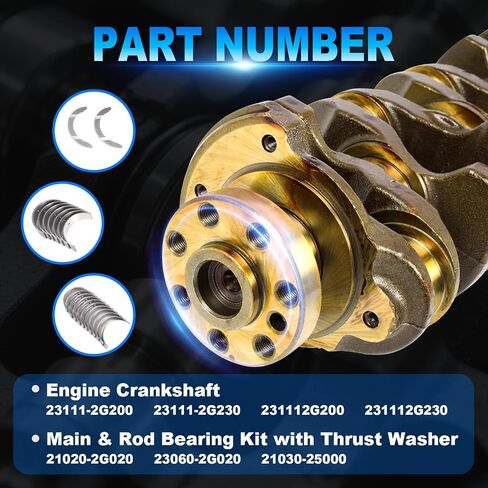 العمود المرفقي مع مجموعة المحامل الرئيسية و ROD لعام 2011-2020 Hyundai Santa Fe/Sonata/Tucson ، لعام 2010-2020 Kia Optima/Sorento/Sportage/Forte 2.4L G4KJ Engine ، 23111-2G200 23111-2G230 in Kuwait