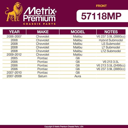 Metrix Premium Chassis Parts-Bront Stabilizer Bar Kit Fits 2006-2012 Chevrolet Malibu ، 2005-2010 Pontiac G6 ، 2007-2009 Saturn Aura ، استبدال K200320 ، مصنوع في أوروبا in Saudi Arabia