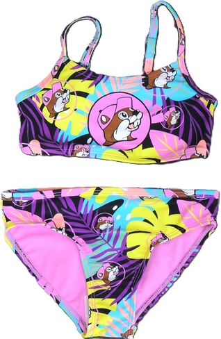 Buc-ee's 2025 Pink Tropical Swim Sets 2 Piece Girls Youth Swimsuit Quick Dry Top Bottom Bikini Pool Beach Vacation Beaver in Saudi Arabia