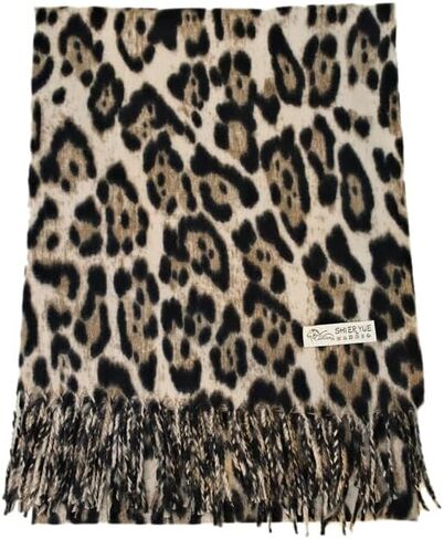Women Leopard Print Scarf for Cold Weather - Soft Warm Shawls Scarves with Tassels(74.8''*23.62') in Saudi Arabia