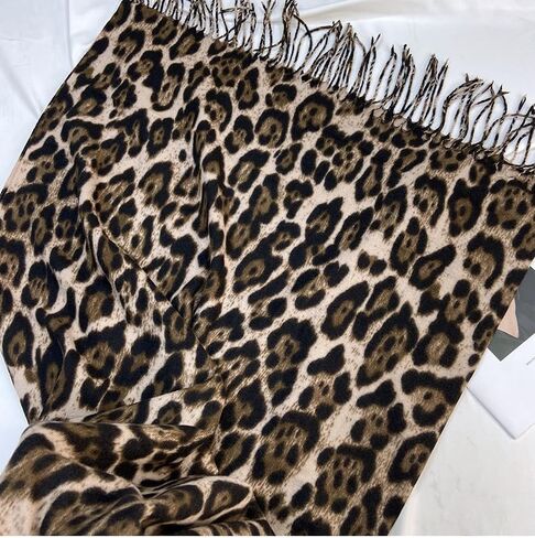 Women Leopard Print Scarf for Cold Weather - Soft Warm Shawls Scarves with Tassels(74.8''*23.62') in Saudi Arabia