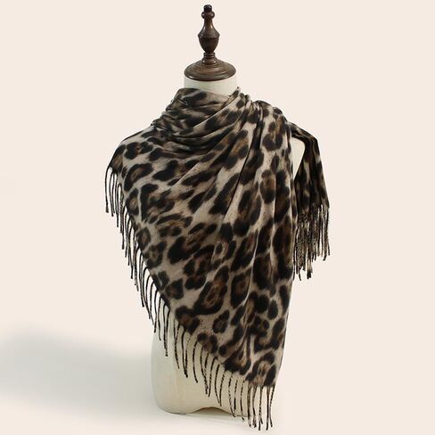Women Leopard Print Scarf for Cold Weather - Soft Warm Shawls Scarves with Tassels(74.8''*23.62') in Saudi Arabia